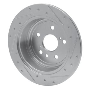Toyota Sienna Brake Rotor (1) - Rear Left - R1 Concepts - Drilled & Slotted - Silver - `04-`10